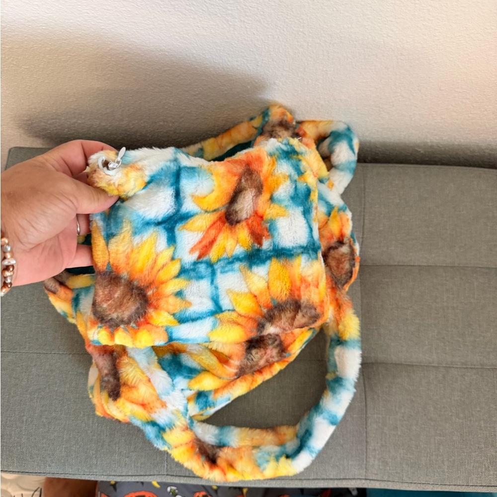Sunflower Patterned Minky tote and mini bag - Picture 3 of 3